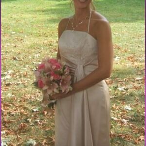 Champagne Fitted Top Bridesmaid Dress-6